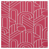 Rood en wit Art Deco Patterned Stof (Swatch)