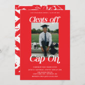 Rood en Wit Atleet Afstuderen Kleats off Pet On Kaart (Voorkant / Achterkant)