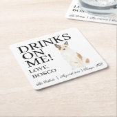 Rood en wit Australische Cattledog Heeler Wedding Kartonnen Onderzetters (Schuin)