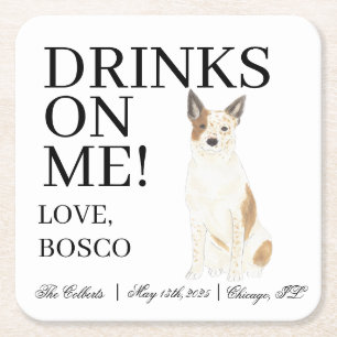 Rood en wit Australische Cattledog Heeler Wedding Kartonnen Onderzetters