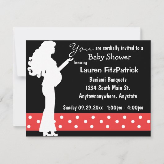 Rood en wit Baby shower Kaart (Voorkant)