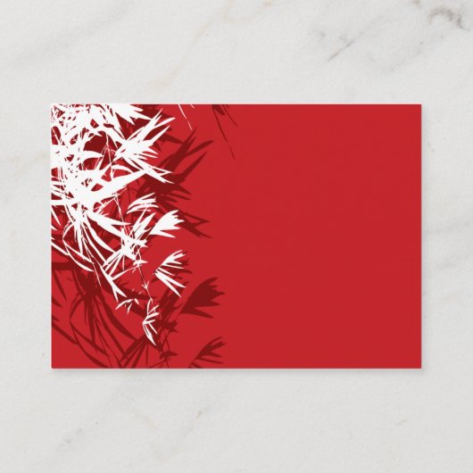 Rood en wit bamboe lekt Modern Zen Asian Wedding Plaatskaartje (Achterkant)