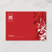 Rood en wit bamboe lekt Modern Zen Asian Wedding Plaatskaartje (Voorkant)