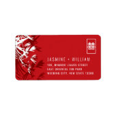 Rood en wit bamboe vertrekt Chinees huwelijksadres Etiket (Voorkant)