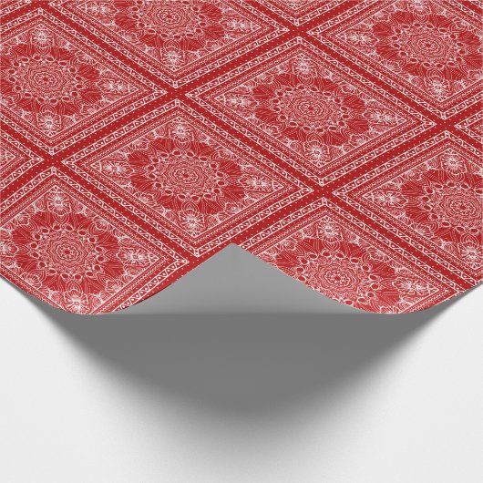 Rood en wit bandana patroon cadeaupapier (Hoek)