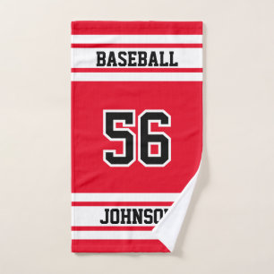 Rood en wit Baseball - 100% aanpassen Handdoek