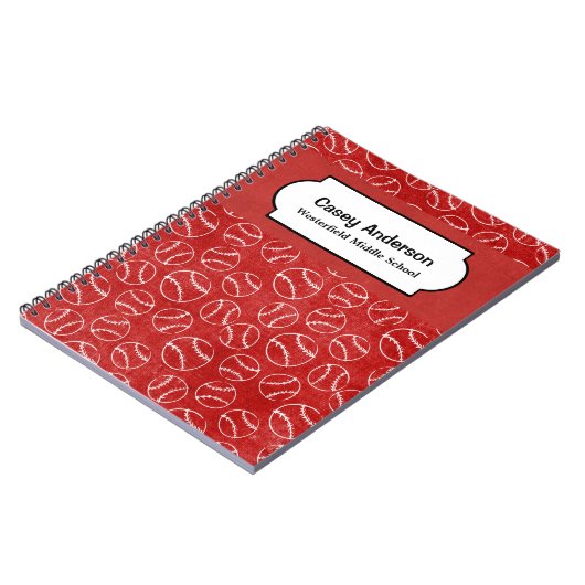 Rood en wit Baseball Aangepast Notitieboek (Linkerzijde)