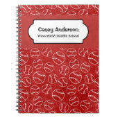 Rood en wit Baseball Aangepast Notitieboek (Voorkant)