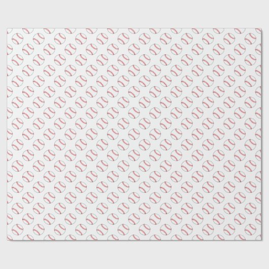 Rood en Wit Baseballs | Elke achtergrondkleur Cadeaupapier (Vlak)