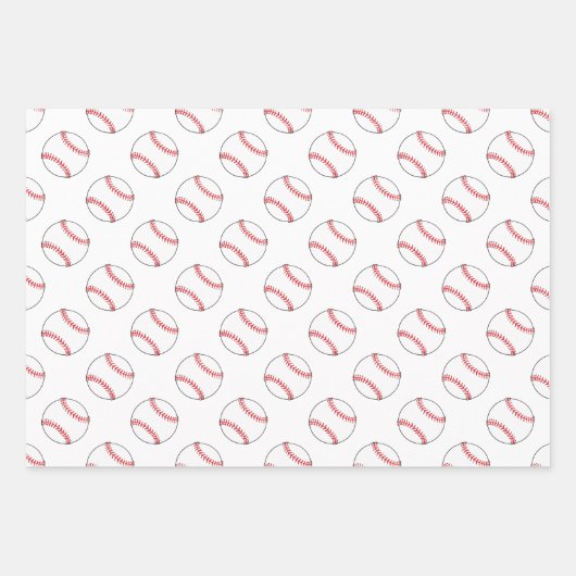 Rood en Wit Baseballs | Elke achtergrondkleur Inpakpapier Vel (Voorkant)