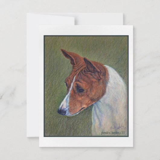 Rood en wit Basenji Art Notitiekaartje (Voorkant)