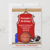 Rood en Wit Basketbal Jersey Verjaardagsfeest Kaart (Achterkant)