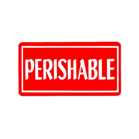 rood en wit bederfelijke Sticker (Voorkant)