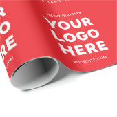 Rood en wit bedrijf Logo Prettige feestdagen Cadeaupapier (Rol Hoek)