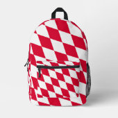 Rood en Wit Beiers Diamanten Vlag Patroon Bedrukte Rugzak (Voorkant)