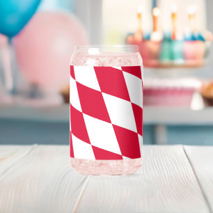 Rood en Wit Beiers Diamanten Vlag Patroon Blikvorm Glas