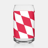 Rood en Wit Beiers Diamanten Vlag Patroon Blikvorm Glas (Links)