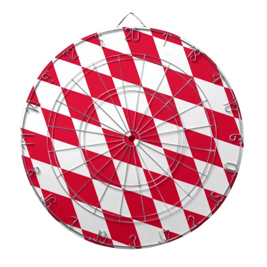 Rood en Wit Beiers Diamanten Vlag Patroon Dartbord (Voorkant)