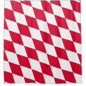 Rood en Wit Beiers Diamanten Vlag Patroon Douchegordijn (Voorkant)