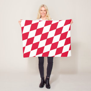 Rood en Wit Beiers Diamanten Vlag Patroon Fleece Deken