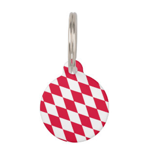 Rood en Wit Beiers Diamanten Vlag Patroon Huisdierpenning