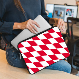 Rood en Wit Beiers Diamanten Vlag Patroon Laptop Sleeve