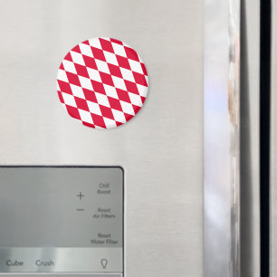 Rood en Wit Beiers Diamanten Vlag Patroon Magneet