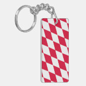 Rood en Wit Beiers Diamanten Vlag Patroon Sleutelhanger (Voorkant Links)