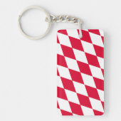 Rood en Wit Beiers Diamanten Vlag Patroon Sleutelhanger (Voorkant)