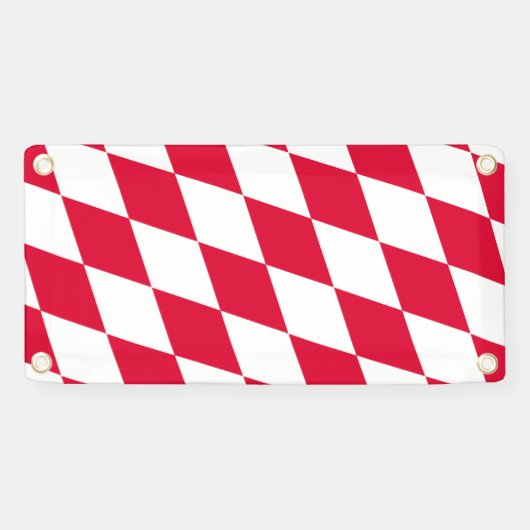 Rood en Wit Beiers Diamanten Vlag Patroon Spandoek (Horizontaal)