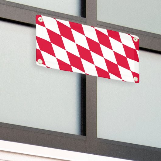 Rood en Wit Beiers Diamanten Vlag Patroon Spandoek (Buitenkant Gebouw)