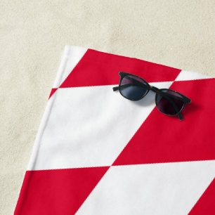 Rood en Wit Beiers Diamanten Vlag Patroon Strandlaken