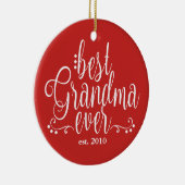 Rood en wit beste oma ooit keramisch ornament (Rechts)