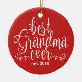 Rood en wit beste oma ooit keramisch ornament (Voorkant)