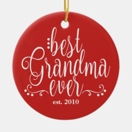 Rood en wit beste oma ooit keramisch ornament