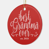 Rood en wit beste oma ooit keramisch ornament (Links)