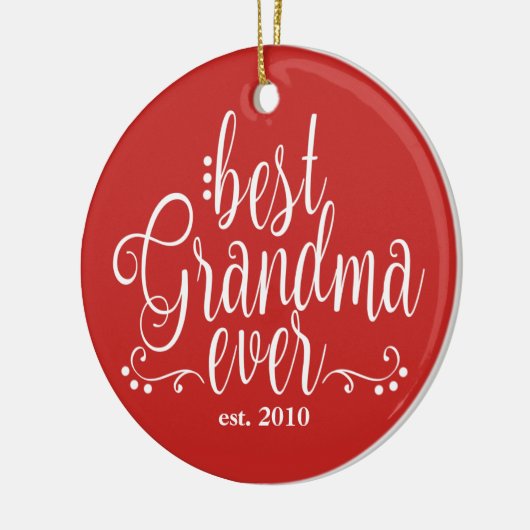 Rood en wit beste oma ooit keramisch ornament (Links)