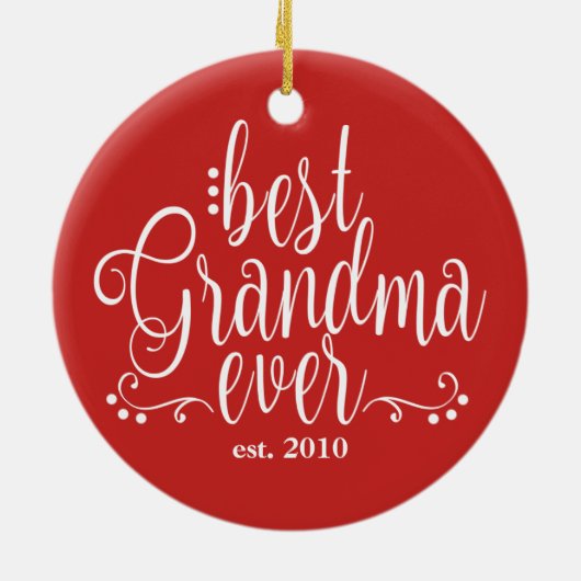 Rood en wit beste oma ooit keramisch ornament (Achterkant)