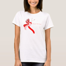 Rood en Wit Bewustzijnslint Vlinder T-shirt