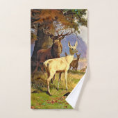 Rood en wit bier nabij een boshond bad handdoek (Handdoek)