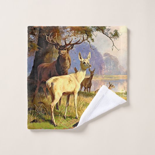 Rood en wit bier nabij een boshond bad handdoek (Wasdoekje)