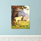 Rood en wit bier nabij een boshond canvas afdruk (Insitu (Houten vloer))