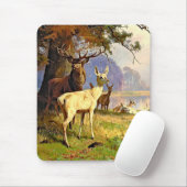 Rood en wit bier nabij een boshond muismat (Met muis)