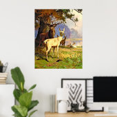 Rood en wit bier nabij een boshond poster (Thuiskantoor)