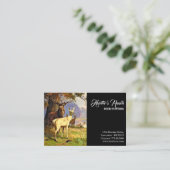 Rood en wit bier nabij een houtvijandige jacht visitekaartje (Staand voorkant)