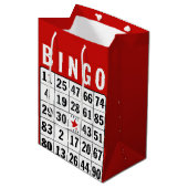 Rood en wit Bingo Kaart Medium Cadeauzakje (Voorkant Gekanteld)