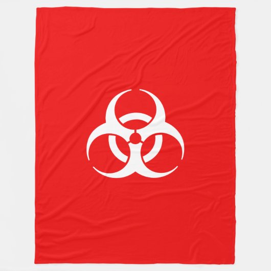 Rood en wit biohazard-symbool fleece deken (Voorkant)