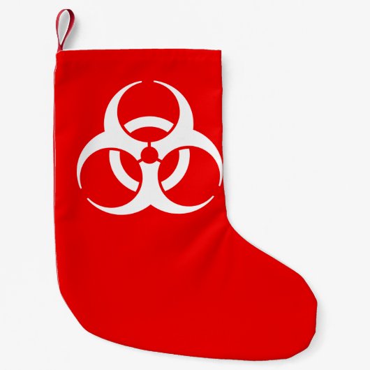 Rood en wit biohazard-symbool kleine kerstsok (Voorkant)