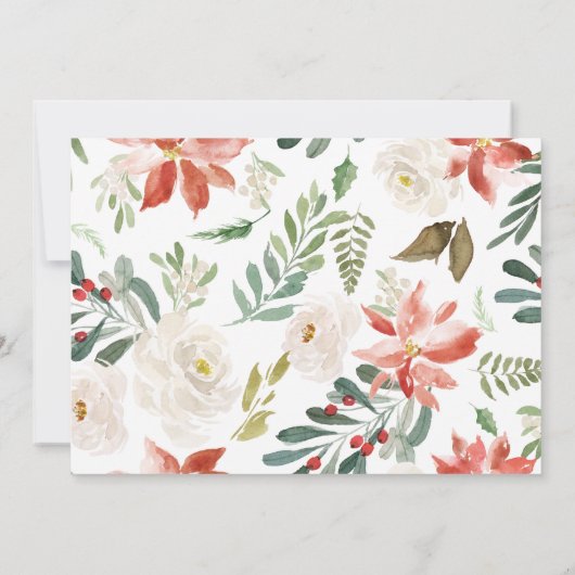 Rood en Wit Bloem Kerst Eerste Verjaardag Kaart (Achterkant)