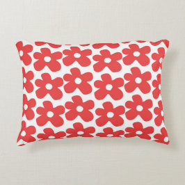 Rood en Wit Bloem Y2K Patroon Accent Kussen